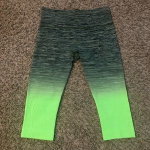 Green to Gray Ombre Gym Workout Leggings